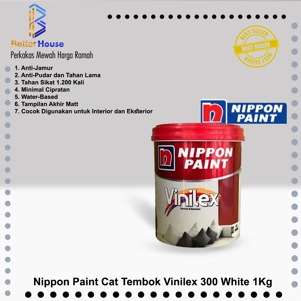 Jual Cat Tembok Vinilex 1Kg Nippon Paint 300 White | Shopee Indonesia