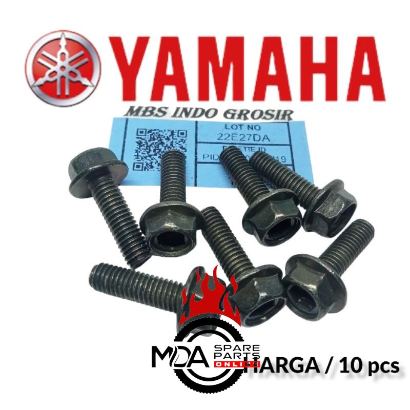 MDA Parts 10pcs BOLT FLANGE M6 X 20 DOBELE HEX BAUT 10 PANJANG 2 CM DABEL KUNCI 10 DAN L BAUT ORIGIN