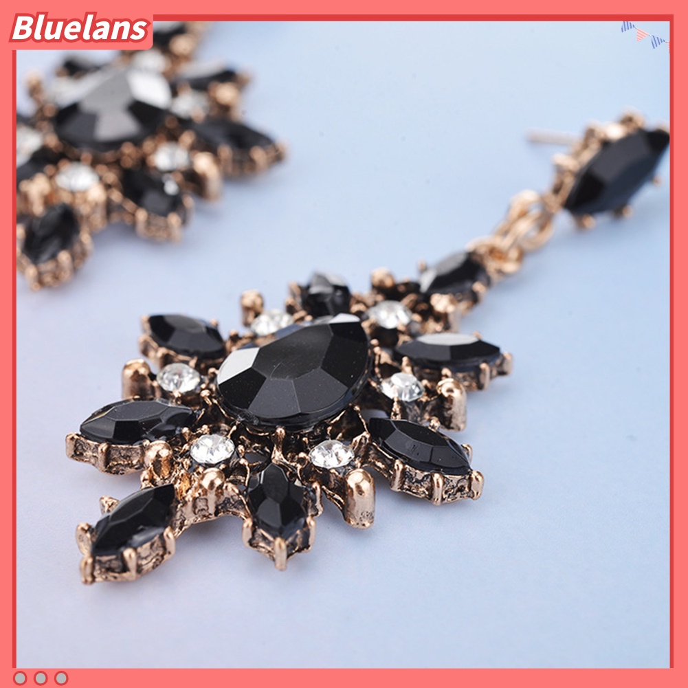 Bluelans Anting Tusuk Gantung Desain Snowflake Hias Berlian Imitasi Untuk Wanita