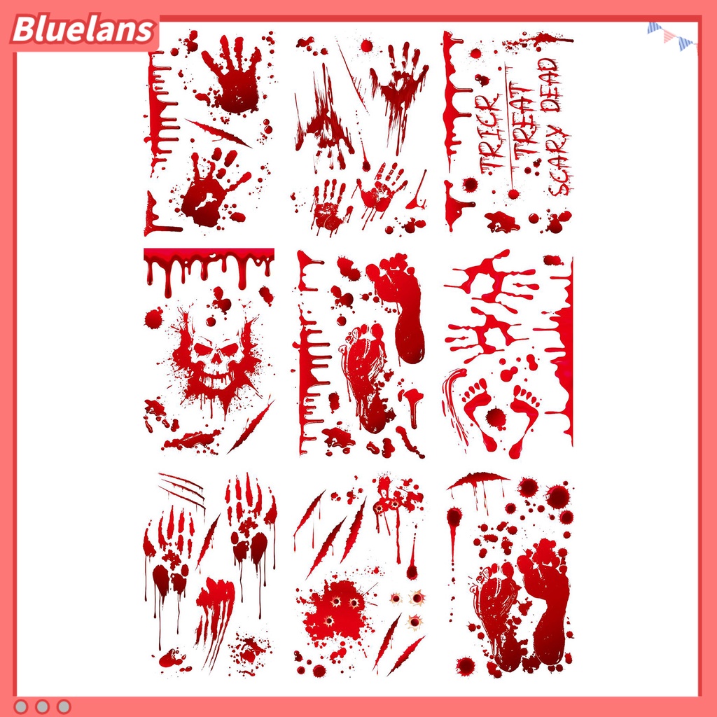 1 Set Stiker Motif Tangan Kaki Berdarah Tema Halloween Untuk Dekorasi Jendela