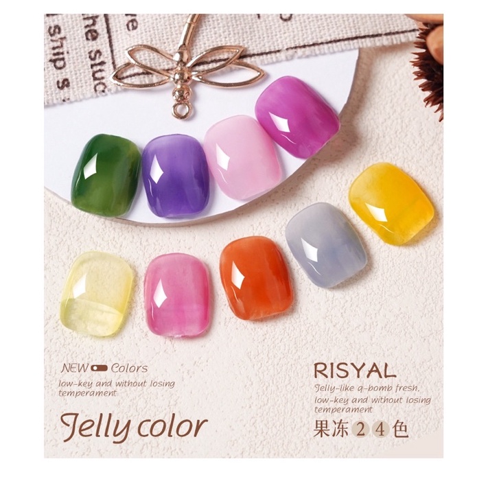 Varian Warna Jelly dan Gliter Risyal Jelly Gel Nail Color Kutek Gel UV/LED
