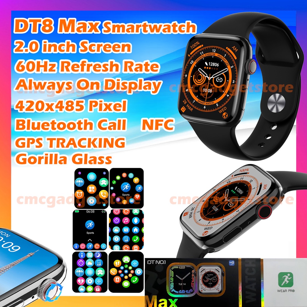 DT8 Max Smartwatch DT 8 No 1 Series 8 Max GPS 2.0 Inch Corning Gorilla Glass Body Temperature