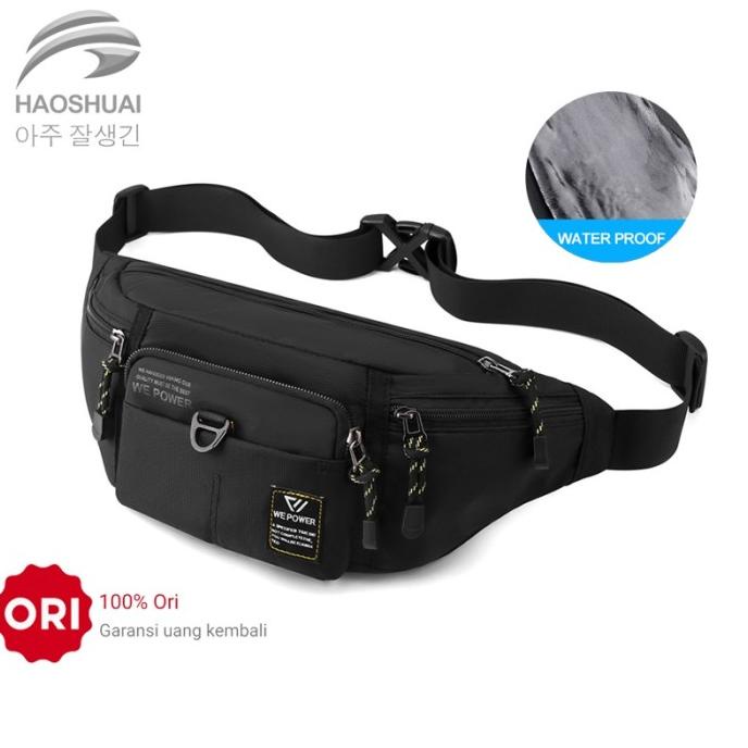 HAOSHUAI 5802 Tas Selempang Pria Waistbag Import Anti Air Original