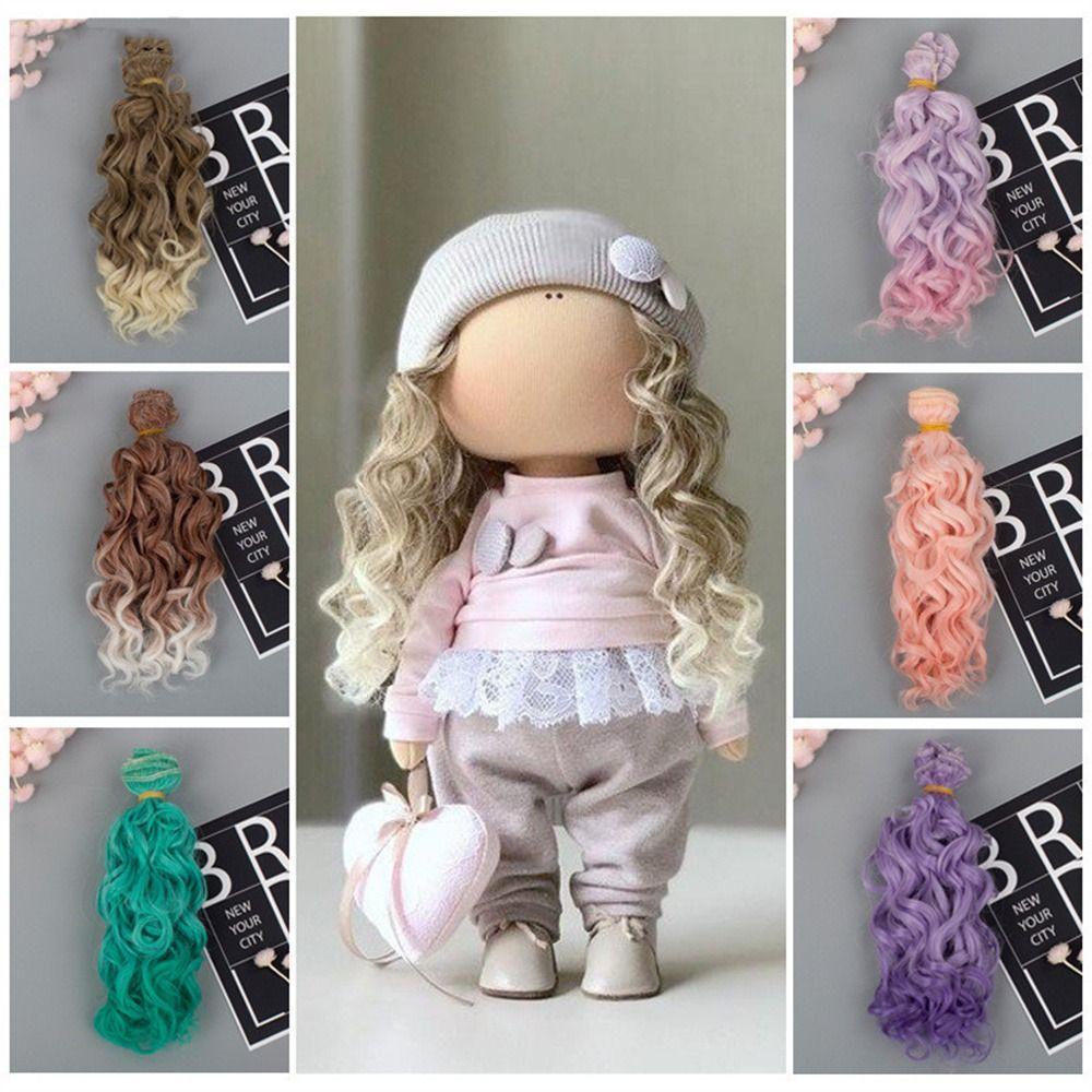 REBUY Rebuy Boneka Rambut Wig Aksesoris Mainan Anak Perempuan Suhu Tinggi Tresses Emas Coklat 15*100cm Rambut Boneka