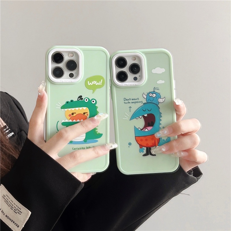 Soft Case Bahan Silikon TPU Desain Kartun Monster Dinosaurus Untuk IPhone 14 13 12 11 Pro Max