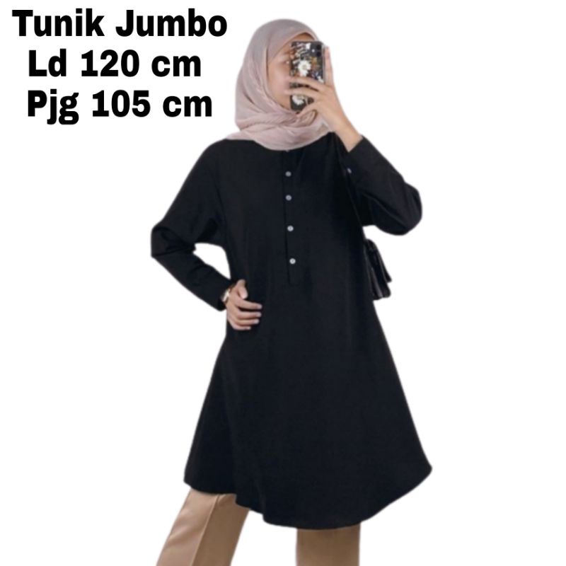 Baju Tunik Wanita Jumbo Polos XXL LD 120 Cm Terbaru 2023 Bahan Moscrepe Import . Atasan Wanita Oversize Viral Tunik Cewek Dewasa Big Size Kekinian Brilie