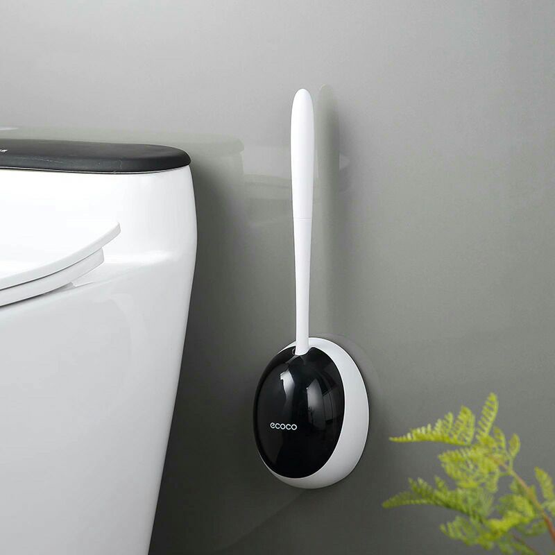 Ecoco Sikat Toilet Wc Silicone Brush Wall Mounted e2023 Black