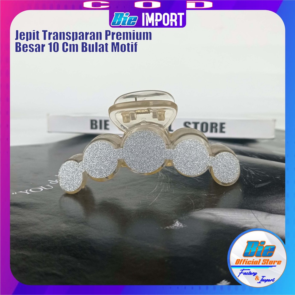 Jepit Transparan &amp; Black Bulat Motif Premium Impor Best Seller