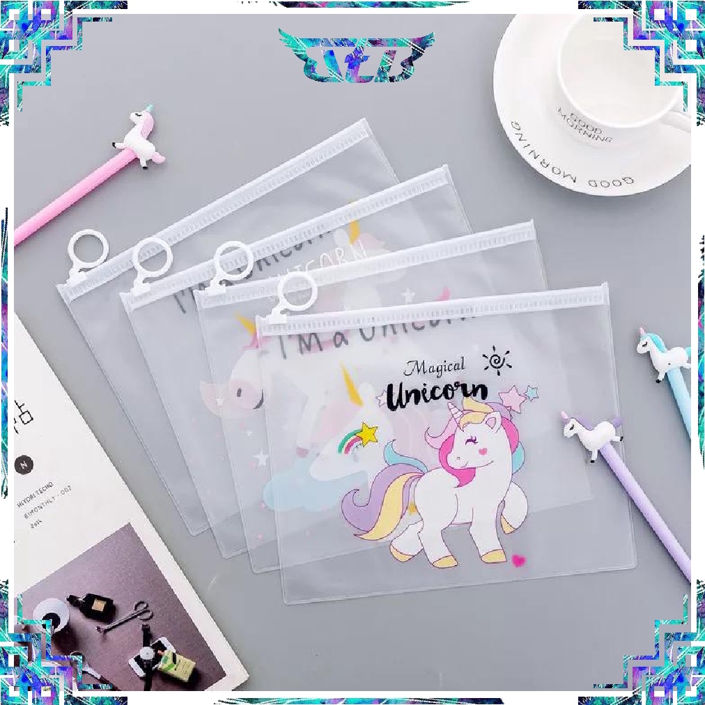 

Tempat Pensil / Tas Pounch Kosmetik Transparan Pencil Motif Karakter Unicorn Impor R079