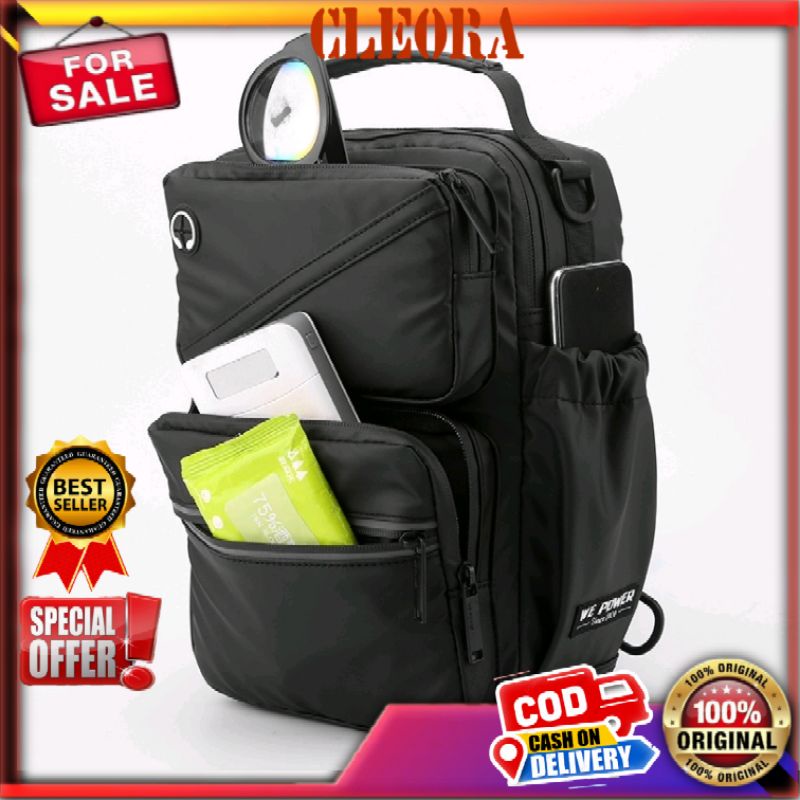 Tas Selempang Pria HAOSHUAI Original Kekinian Tas Ransel Pria Waterproof Tahan Anti Air Anak Muda Co