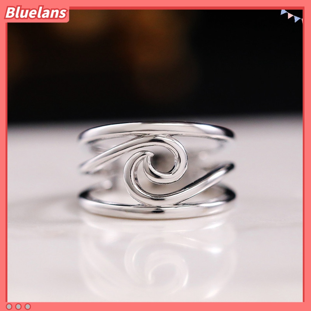 Cincin Electroplating Desain Gelombang Artistik Ringan Untuk Wanita