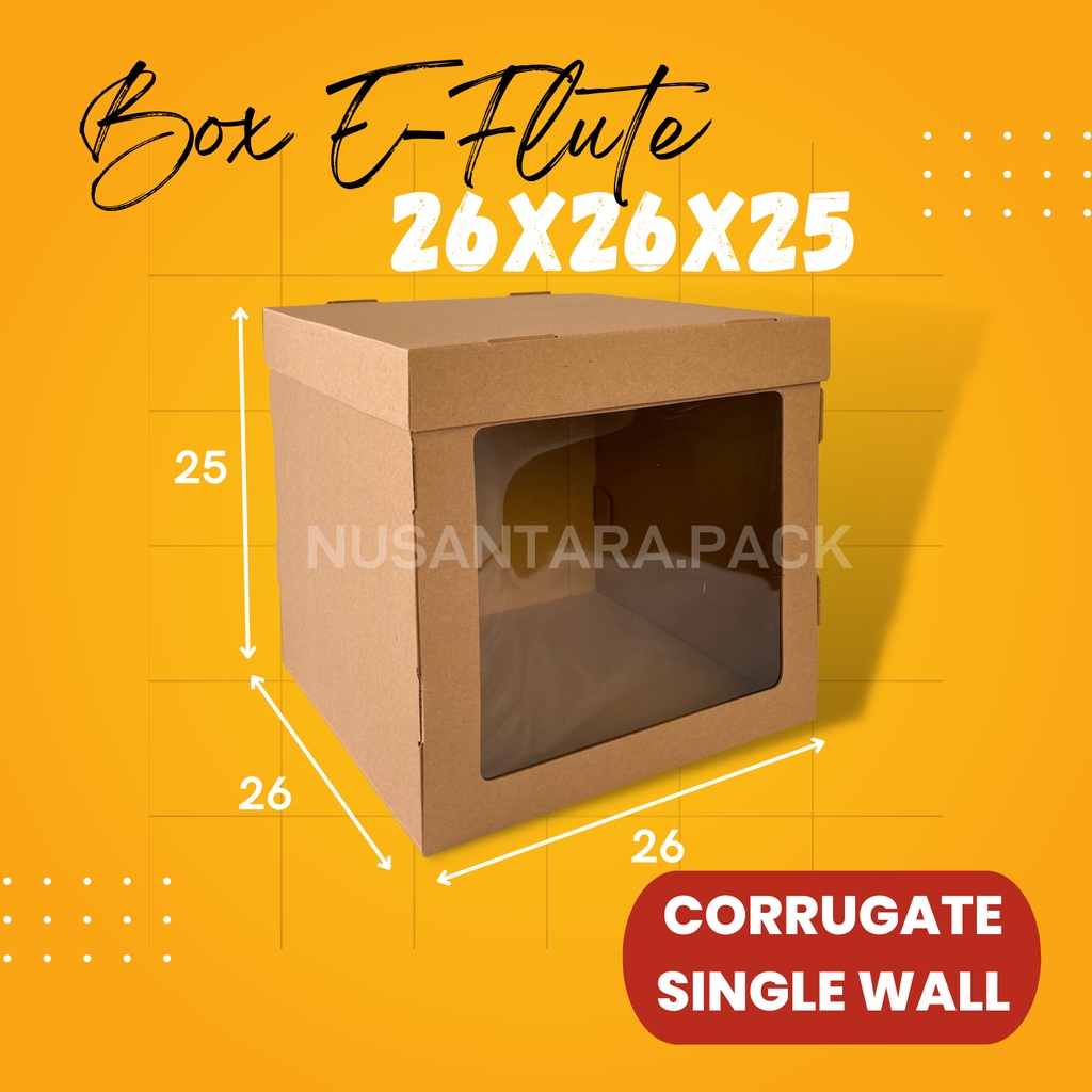

E-FLUTE Box Kue Tart Kotak Ulang Tahun Cake Kue Kardus Hampers Bingkisan 26x26x25