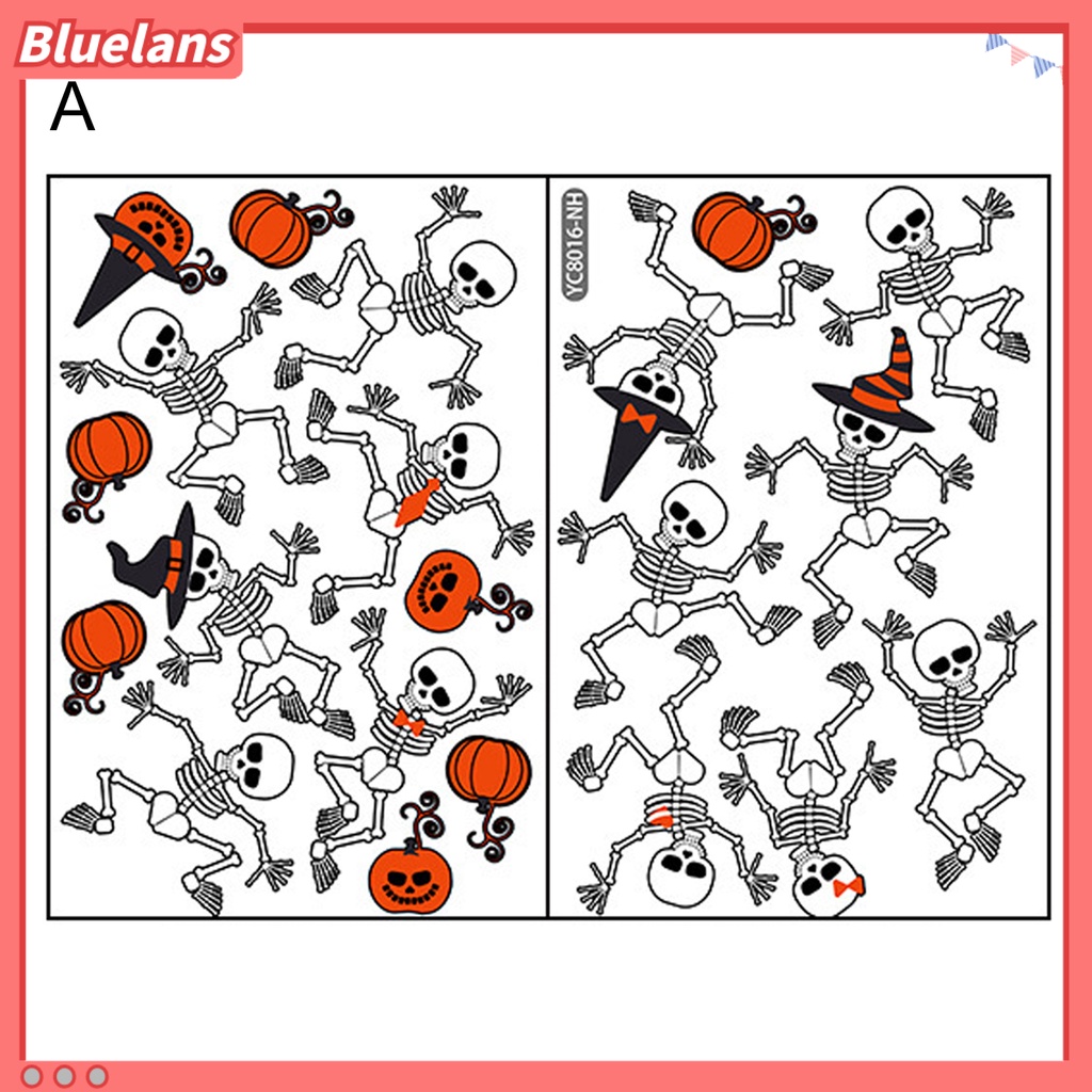 2pcs Stiker Dinding Desain Tengkorak Luminous Dengan Perekat Untuk Dekorasi Pesta Halloween