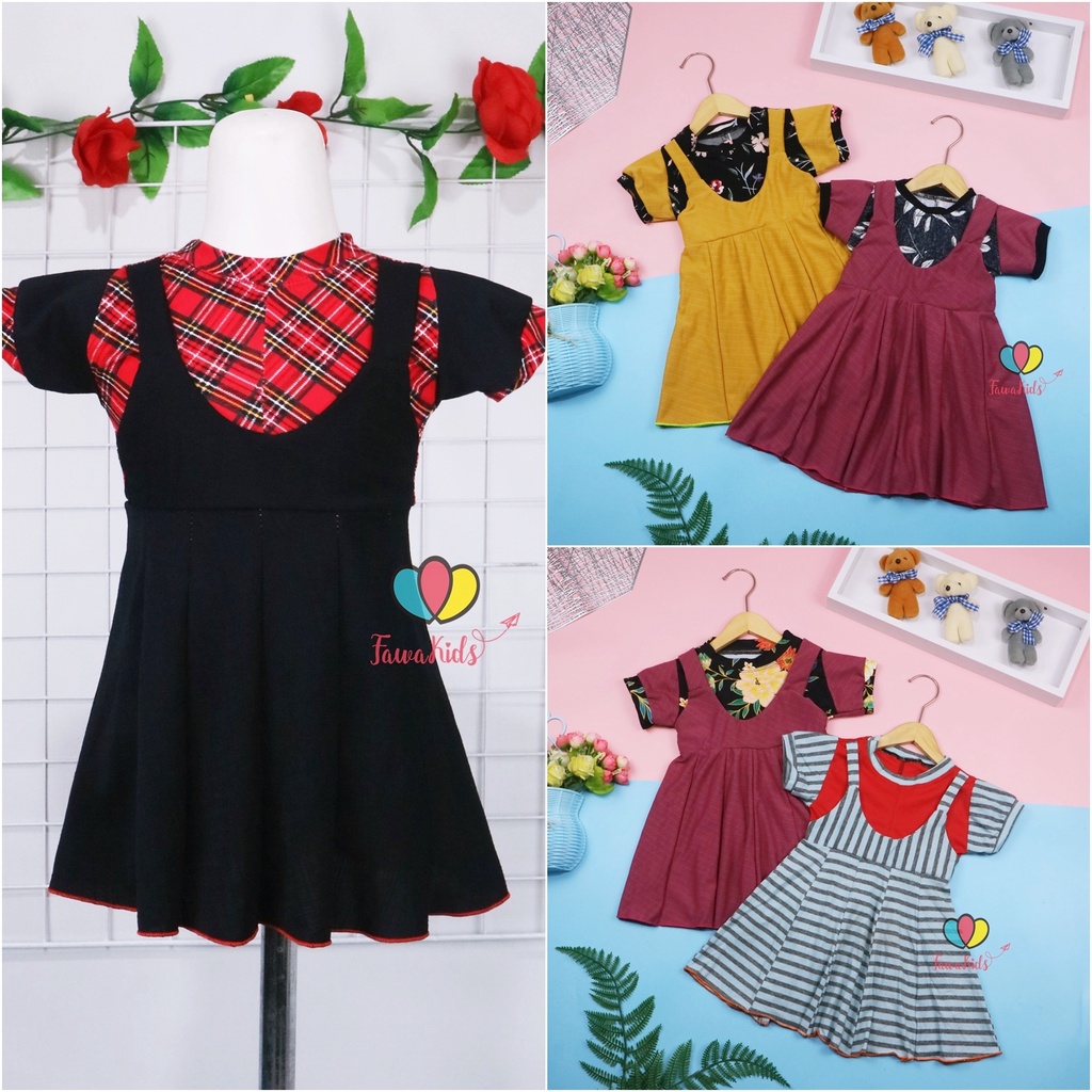 Dress Nagita uk Bayi 3-12 Bulan / Baju Lengan Pendak Anak Perempuan Dres Baby Adem Murah Grosir