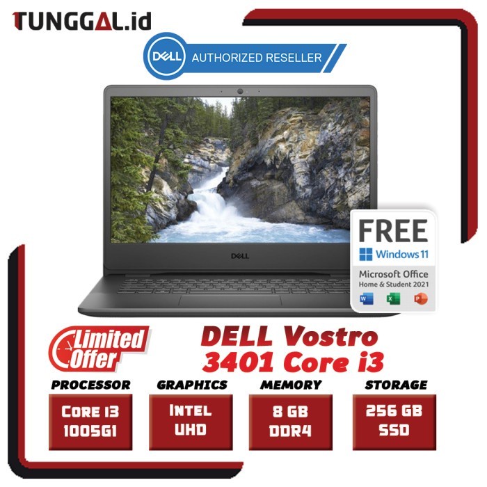 Dell Vostro 3401 Core i3-1005G1 8GB 256GB SSD 14.0-inch FHD W11 OHS21