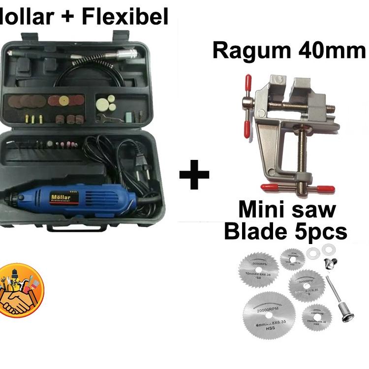 Promo Terbatas--Mini Die Grinder Set 40 Pcs Mollar / Tuner Set / Gerinda Bor Mini + mata bor gergaji