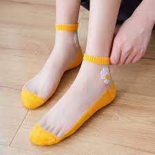 KAOS KAKI TRANSPARAN MOTIF BUNGA DAISY / KAOS KAKI WANITA PENDEK KOREA / KAOS KAKI FASHION ANAK DAN DEWASA / ANKLE SOCKS