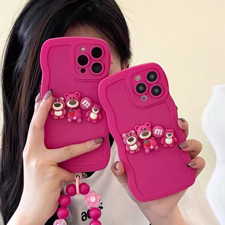 Soft Case TPU Motif Hati 3D Dengan Gelang Manik-Manik Untuk iPhone 7 8 14 Plus 11 Pro MAX XR 14 12 13 Pro MAX X XS MAX