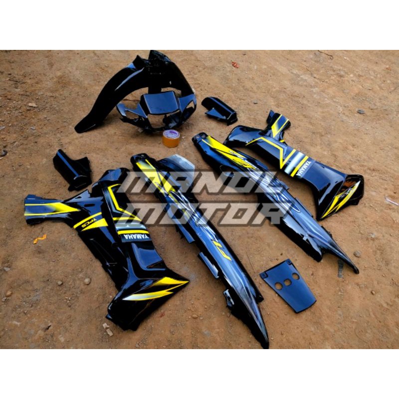 Body Fiz R Cover hitam kuning custom Dek body Fiz R custom Hitam kuning set striping decal