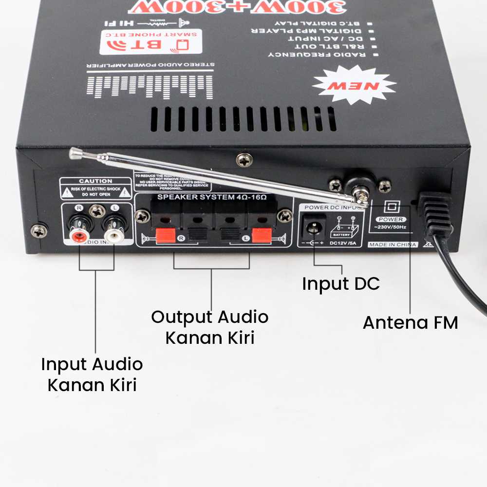 KYYSLB Audio Bluetooth Amplifier HiFi 300Wx2 Remote Control - BT-198E ( Al-Yusi )