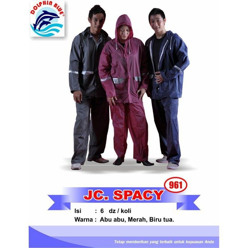 Jas Hujan Raincoat Mantel Hujan Murah Jaket Celana SPACY Dolphin Blue 961