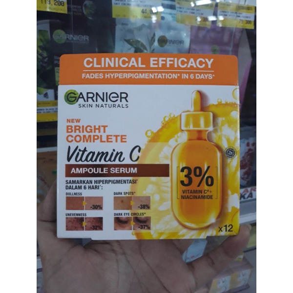 garnier bright complete vitamin C ampoule serum 12's