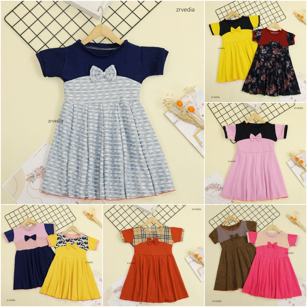 Dress Kelly 3-4 Tahun / Simple Dres Pesta Murah Grosir Gaun Anak Cewek Baju Balita Perempuan Harian