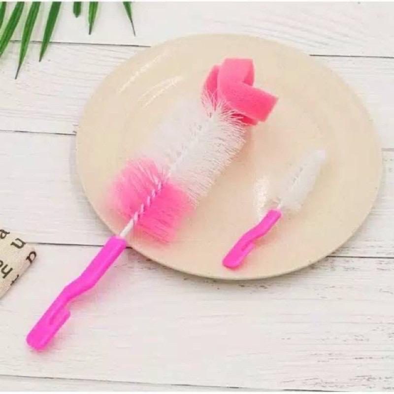 Sikat pembersih botol bayi 2In1 Isi 2 brush / Sikat pembersih botol susu bayi / sikat botol susu dot bayi