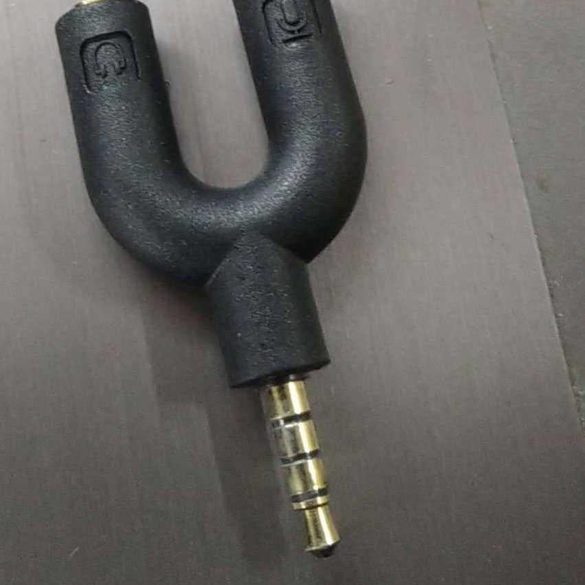 Buruan Belanja--SPLITTER AUDIO SHAPE U 3.5MM KE HANDPHONE MIC NDROID SMARTPHONE MICROPHONE MCROPONE 