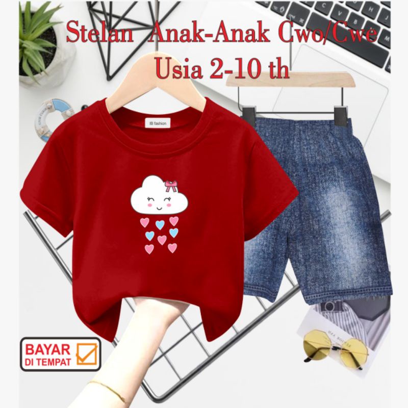 ((IB))SETELAN ANAK2 UNISEX SEMI JEANS/AWAN DIGITAL SABLON