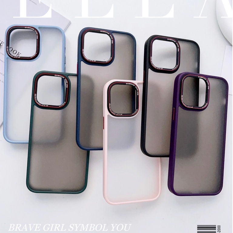 Untuk iPhone Dark Green Purple Blue Pink Matte High Quality Fingerprint Resistant Case iPhone 12 13 14 Pro Max Hard Case Metal Camera Large Hole+Metal Button case