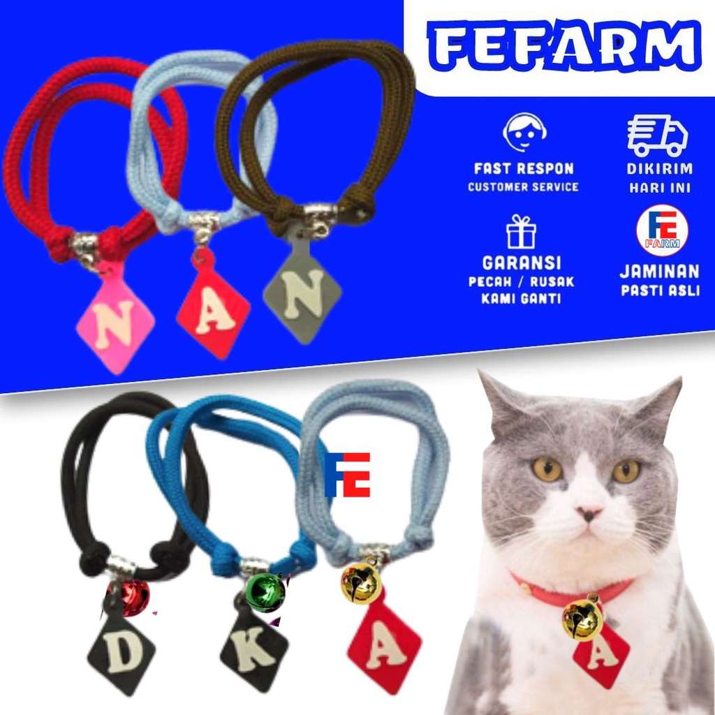 Kalung Kucing Custom Murah Inisial Nama Lonceng 14mm FEFARM