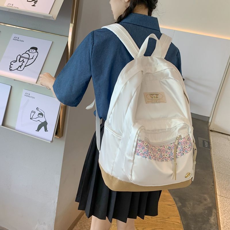 ❡▩ஐSera impor bunga jahitan ransel perempuan Korea desain niche tas sekolah siswa ransel komputer berkapasitas besar baru