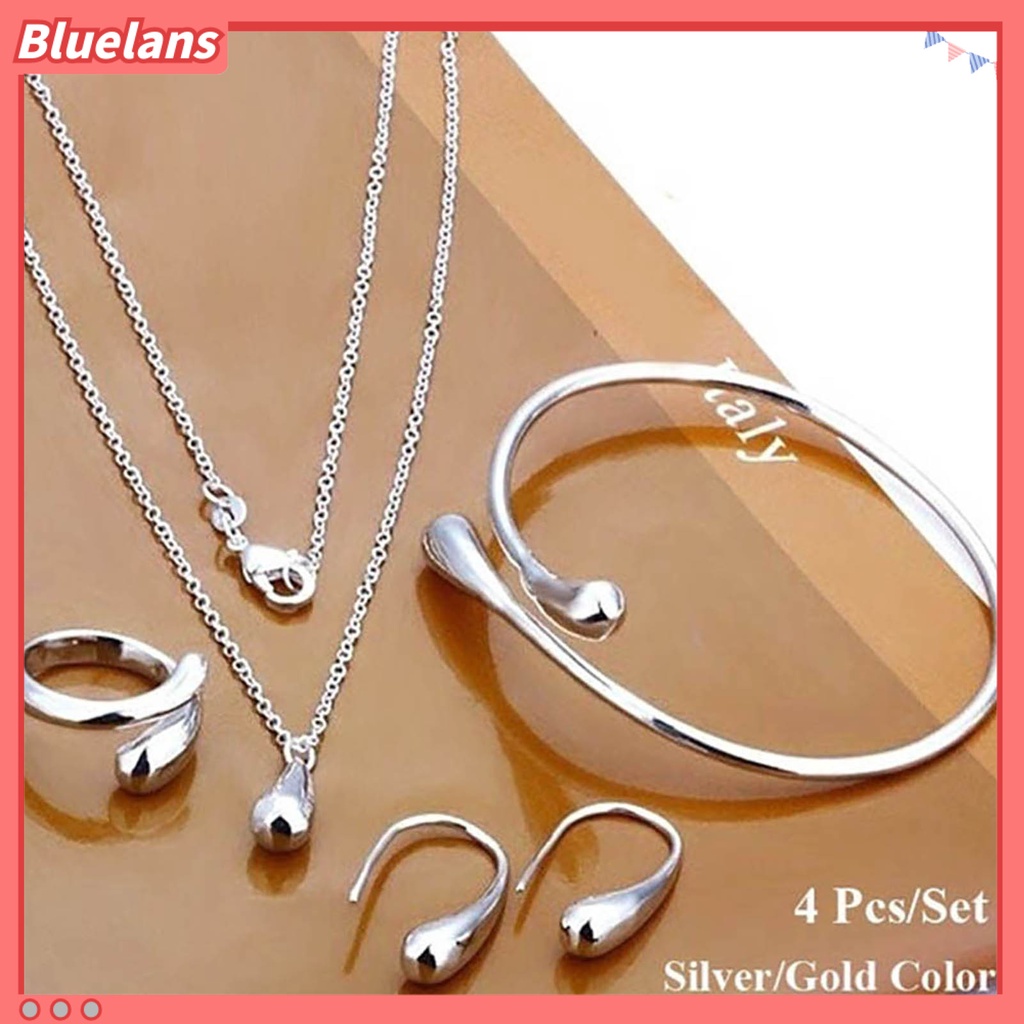 Bluelans 4Pcs Necklace Set Teardrop Charm Compact Alloy Teardrop Charm  Earrings Set