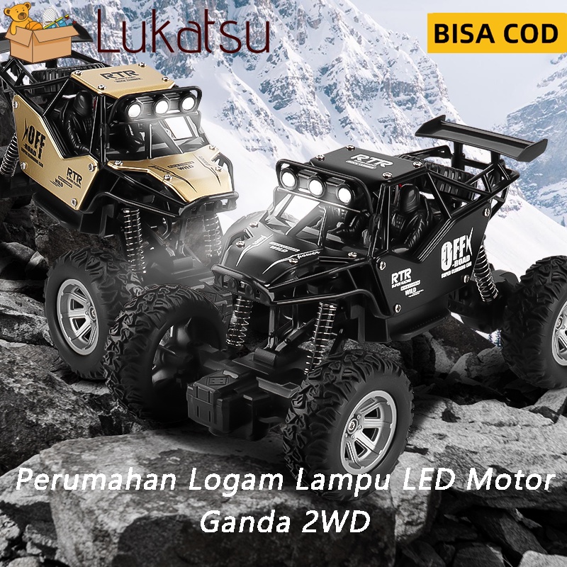 HOT SALE Mobil Remote Control Mobil Mainan Off Road Truk Logam Dual Motor + Lampu LED Rock Crawler