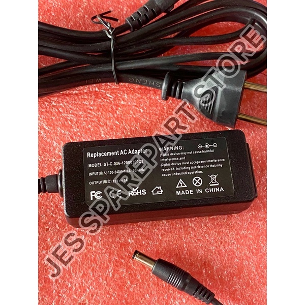 ADAPTOR AC TO DC 12V 3A POWER SUPPLY + KABEL POWER