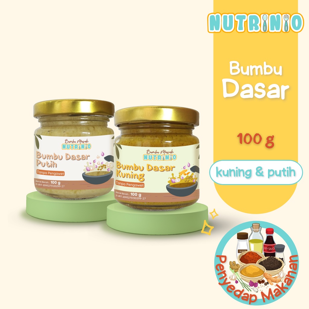 

Nutrinio Bumbu Dasar Premium 100 g | Bumbu Kuning & Putih | Bumbu Dasar MPASI