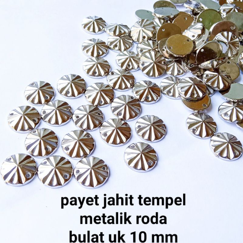 diamond jahit mote tempel manik manik tempel metalik uk 10 mm per lusin