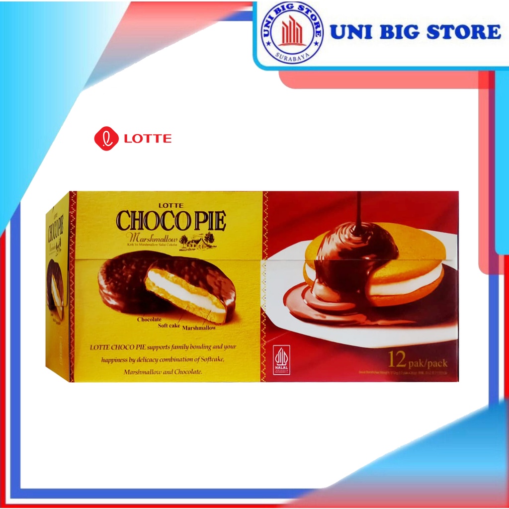 

Lotte Choco Pie Marshmallow Chocolate 312 gr CHOCOPie BOX 26 gr 12 pcs Coklat Cokelat