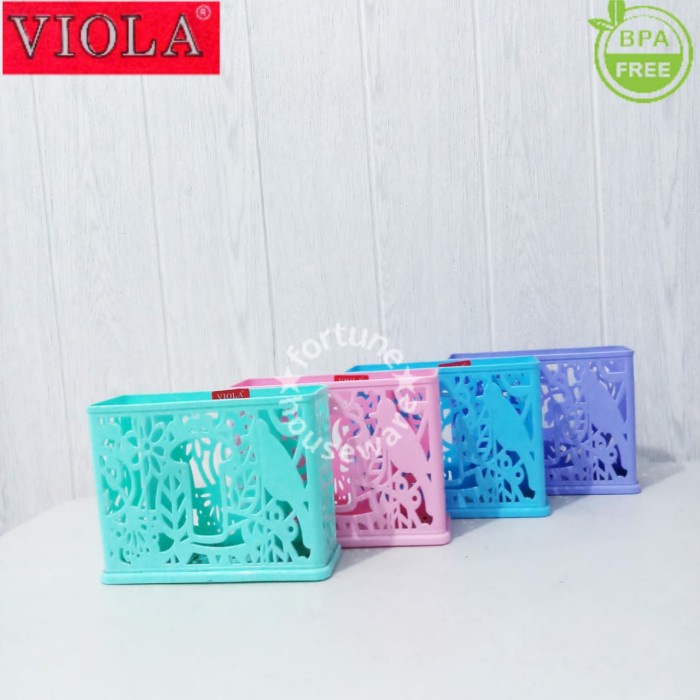 VIOLA Tempat Sendok Sekat 3 Plastik Warna Pastel / Serbaguna