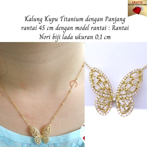 PROMO GRATIS KOTAK PERHIASAN - Kalung Titanium Anti Karat  Kalung Mona Kupu Rantai Biji Lada New - Lovelybutik