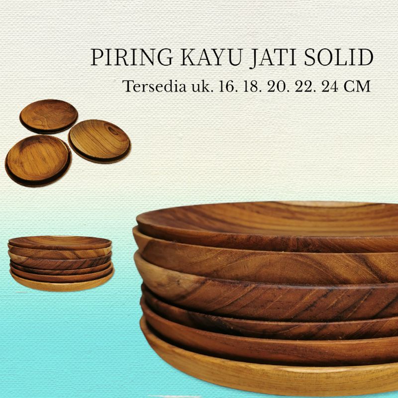 PIRING KAYU JATI SOLID PIRING BULAT PIRING MAKAN