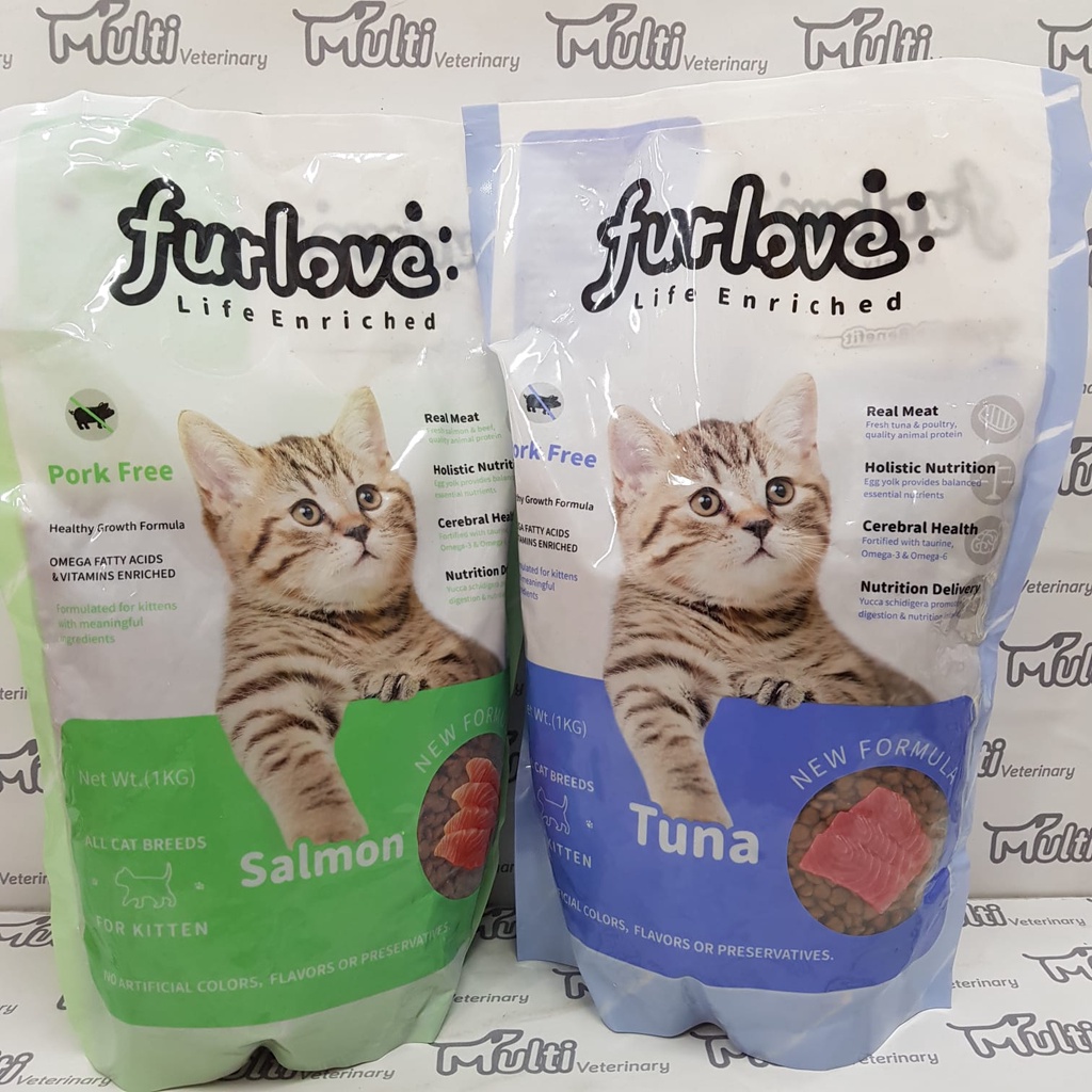 Jual FURLOVE KITTEN 1kg Makanan Anak Kucing Tuna Salmon CatFood NO PORK ...