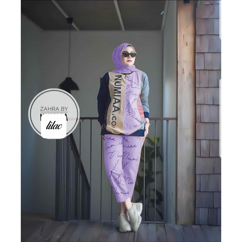 PCS SET NUMIA 2 UKURAN L XL FASHION PAKAIAN WANITA SETELAN ATASAN DAN CELANA BAHAN BABYTERRY FE