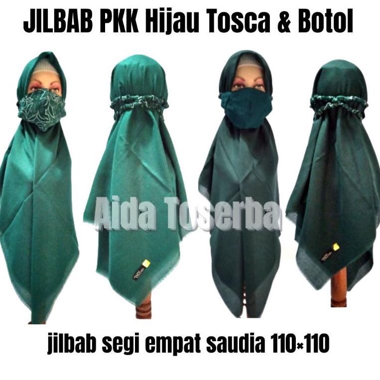 "XG.18Oc22ѕ" Jilbab PKK Segi Empat Hijau Tosca Hijau Botol