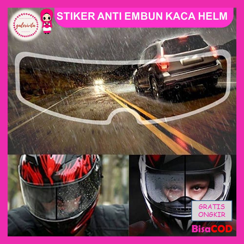 Stiker Anti Fog Kaca Helm Dan Anti Embun / Helm Anti Air Hujan / Film Helmet Visor