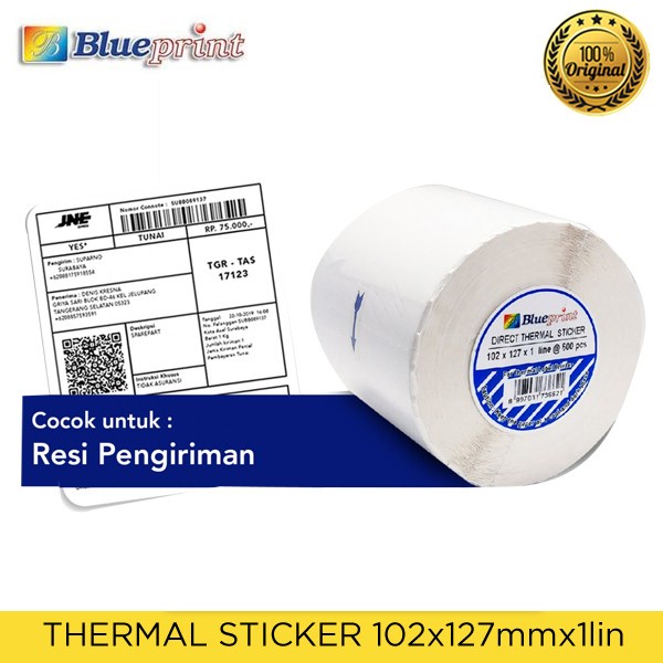

Kertas Thermal Blueprint Thermal Sticker 102 X 127 Mm X 1Line Bp-Dts1021271
