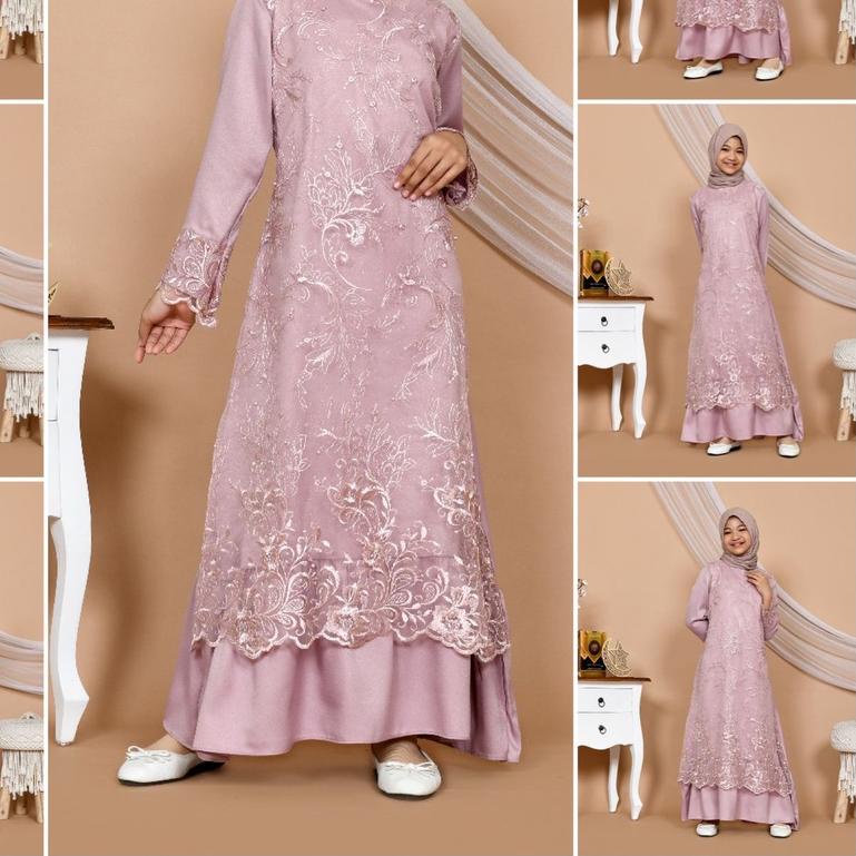 GAMIS MITHA ANAK MAXI TANGGUNG 9-12th DRESS MUSLIM REMAJA BRUKAT TILE BORDIR LEBARAN IDUL FITRI PRAM