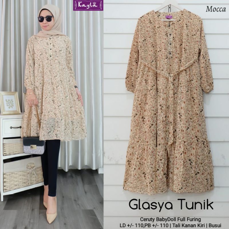 GLASYA TUNIK BY KAYLA / TUNIK MOTIF WANITA MUSLIMAH / Atasan muslimah LD110 premium