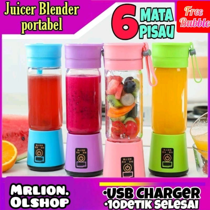 Blender portabel - blender juice USB 6 &amp; 8 mata pisau⭐ Mrlion ⭐